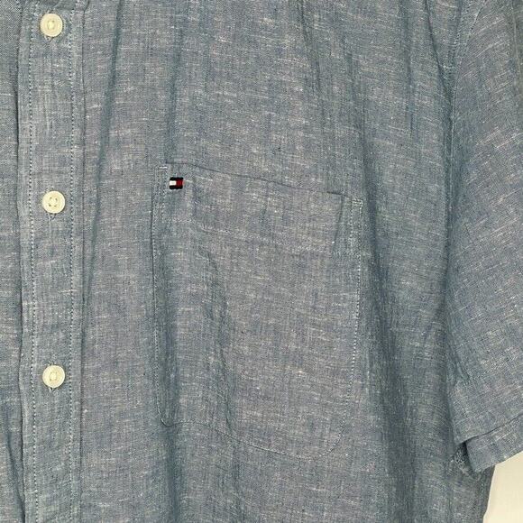 Tommy Hilfiger Men's XXL Linen Blend Woven Button Down Shirt Short Sleeve - Picture 4 of 8